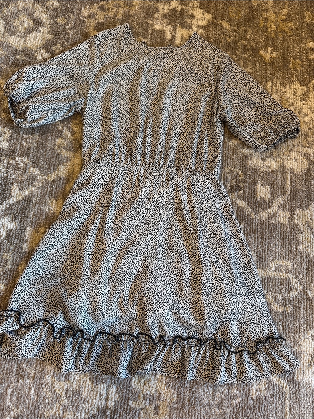 Sienna Sky Black and White Animal Print Ruffle-Skirt Dress